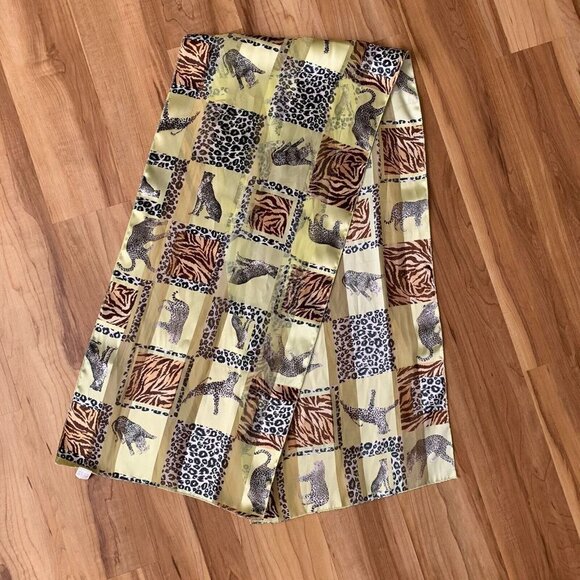 African Safari Animals Rectangular Scarf Made in Korea Polyester Vintage - Picture 3 of 5